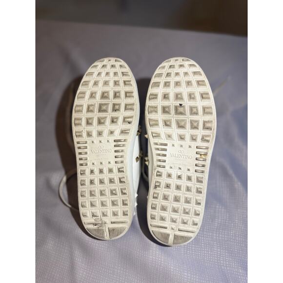 Valentino Garavani Untitled Rockstud Slide Sneakers White w/Gold Studs Sz 7-7.5 - Picture 8 of 14